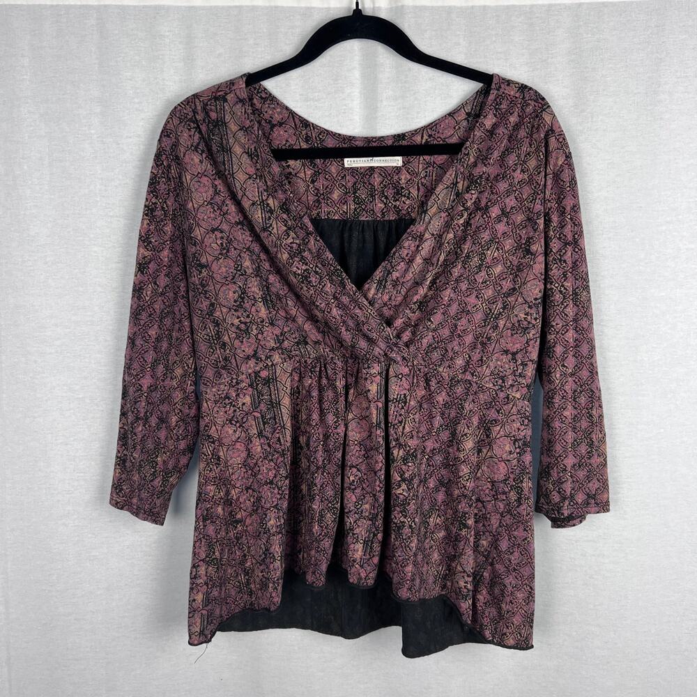 Peruvian Connection Top Womens XL Babydoll Peasant Boho Whimsigoth Fall Artsy